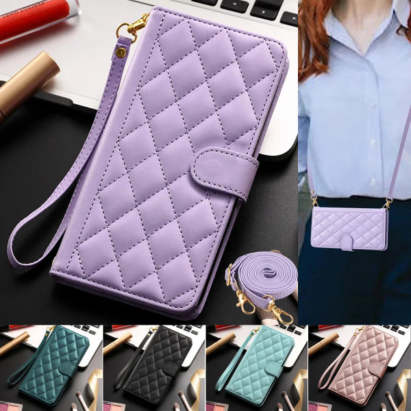 Material: PC, Color: Red - Long lanyard Flip Leather Phone Case for Samsung Galaxy S24 Ultra S23 FE F640-12000038638050492