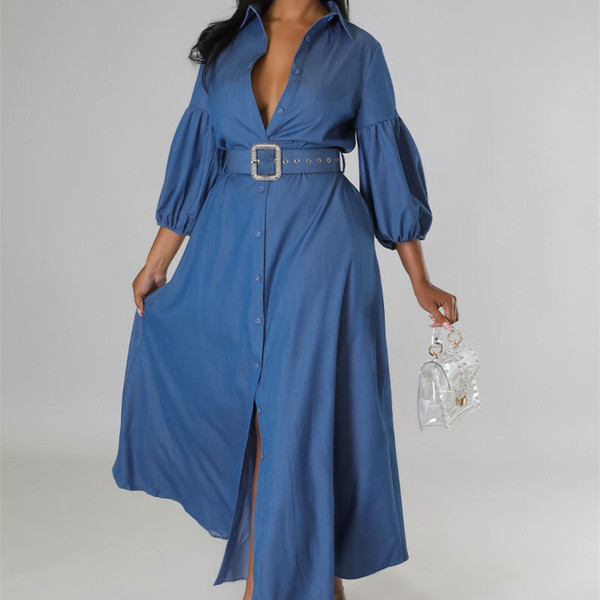 Blue Denim Shirt Long Sleeve Women's Clothing Q119-CJYD2085132