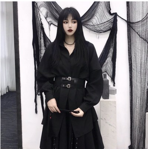 style: C, Size: L - Diablo Retro Hong Kong Style Mid-length Shirt Women's Clothing Q119-CJNS102525306FU