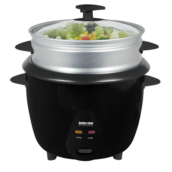 Better Chef 5 Cup Rice Cooker with Food Steamer Attachment D970-IM-406ST