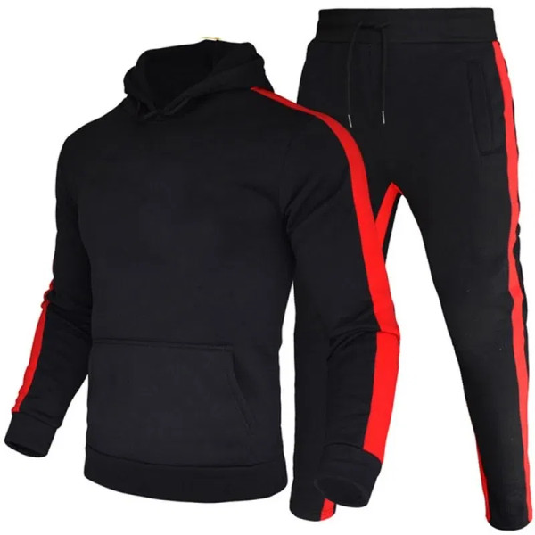 Color: black, Size: XXL - Fashion Men's Casual Suit Outdoor Sports Jogging Suit Hoodie + Sweatpants F640-12000034761993568