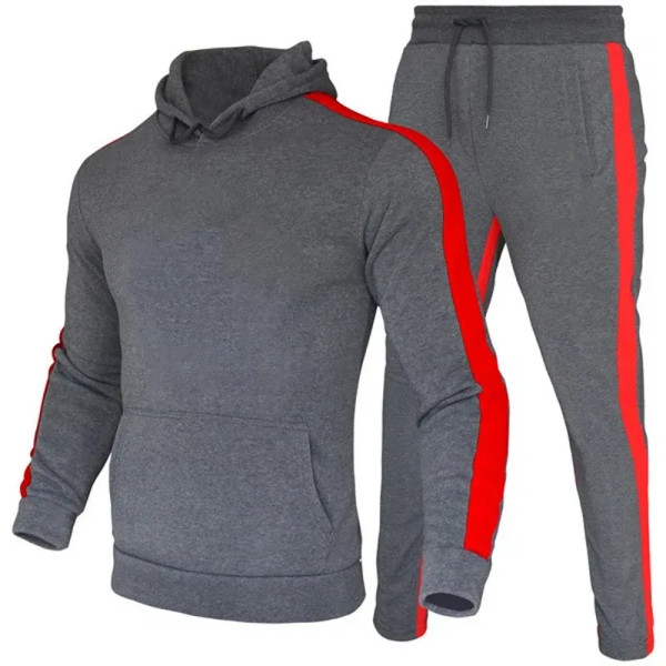 Color: Dark Grey, Size: XXL - Fashion Men's Casual Suit Outdoor Sports Jogging Suit Hoodie + Sweatp F640-12000034761993592