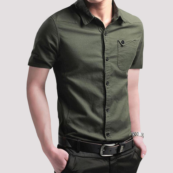 style: J, Size: 3XL - Summer Short Sleeve Shirt Military Green Work Clothes Casual Shirt Q119-CJXZ118810450XC
