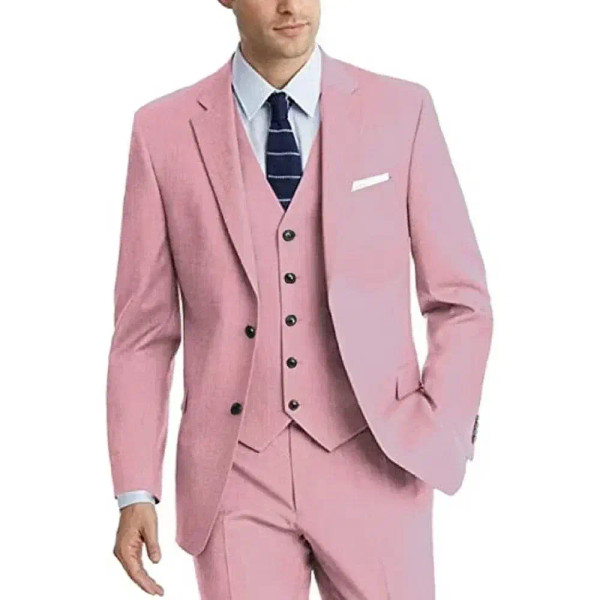 Color: Blue, Size: One Size - Formal Suit for Men Slim 3 Pieces Blazer Vest and Pant Set Notched La F640-12000043367417811