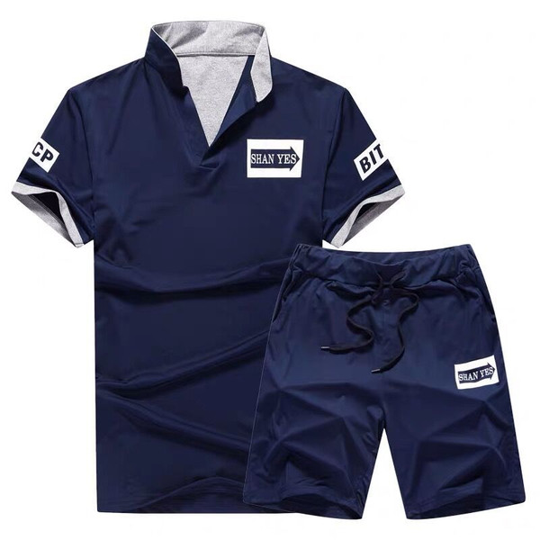 Color: 7400 blue, Size: XL - Men's running sports suit Q119-CJNSWTXZ02241-7400 blue-XL