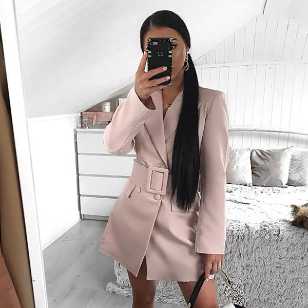 Color: White, Size: M - Lapel mid-length coat Q119-CJNSWTQB00669-White-M