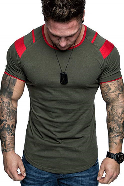 Color: Navy green, Size: S - Men'S Light Version Of The Round Neck T-Shirt Spring Round Neck Cotton Q119-CJTW112704933GT