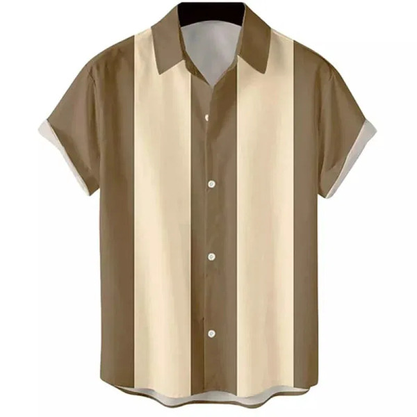 Color: army green, Size: L - Men's Casual Striped Shirts Summer Hawaii Beach Shirts Fashion Minimal F640-12000039223410121