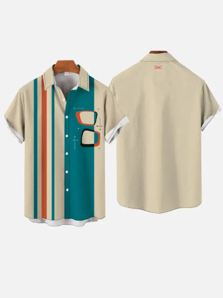 Color: SKY BLUE, Size: M - Men's Casual Striped Shirts Summer Hawaii Beach Shirts Fashion Minimalis F640-12000039223410112