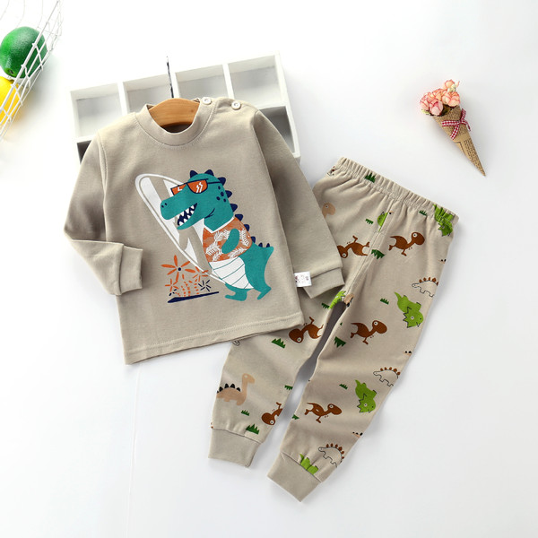 Color: Khaki, Child size: 80or130cm - Children's Autumn Clothes Long-Sleeved Pants Suit 21 Spring N Q119-CJYE110085628BY