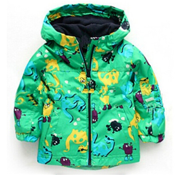 Color: C008 green, Child size: 90cm - Children's Jacket Girl Cute Flower Windproof Rainproof Jacket Q119-CJNT122288201AZ