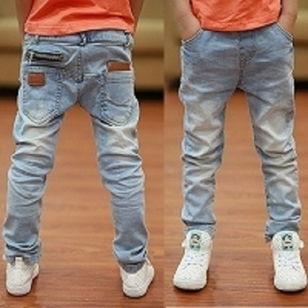 Color: Blue A, Size: 110cm - Light Denim Trousers Q119-CJWJNHNT01492-Blue A-110cm