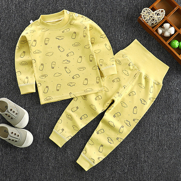 Color: Yellow, Size: 73cm - Children's High Waist Belly Protective Pants Set Q119-CJWJYEYE05095-Yellow-73cm