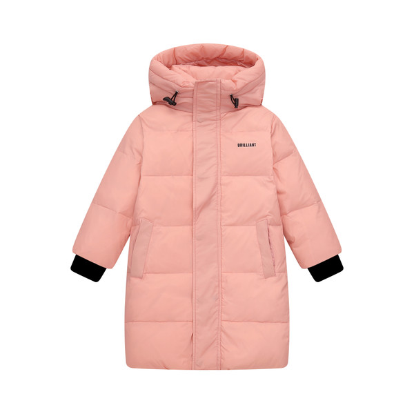 Color: Pink, Suitable For Height: 140cm - Children's Mid-length Down Jacket Thickened Q119-CJYD209994905EV