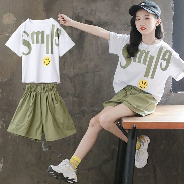 style: G, Child size: 170cm - Two-piece Children's Short-sleeved Shorts Q119-CJYE117140249WD