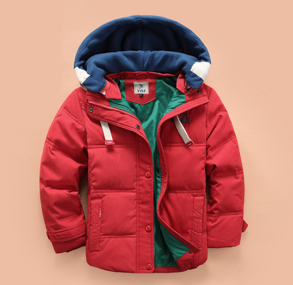 Color: Red, Size: 110cm - Children's down jacket boy 2021 new Korean version of the thickening down Q119-CJWJNHNT00301-Red-110cm