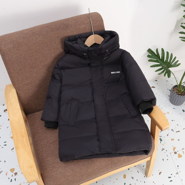 Color: Black, Suitable For Height: 100cm - Children's Mid-length Down Jacket Thickened Q119-CJYD209994933GT