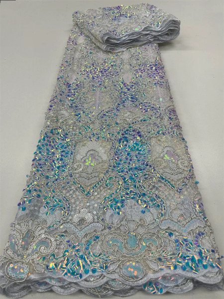 Color: RED, length: 3 YARDS, Width: 120cm - 2023 High Quality French Mesh Embroidery Sequins Lace F F640-12000034343182294