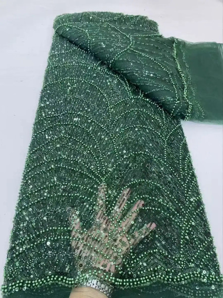 Color: GRAY, Width: 120cm, Length: 5 yards - Luxury Sky Blue French Tulle Lace Fabric with Sequins  F640-12000048767066875