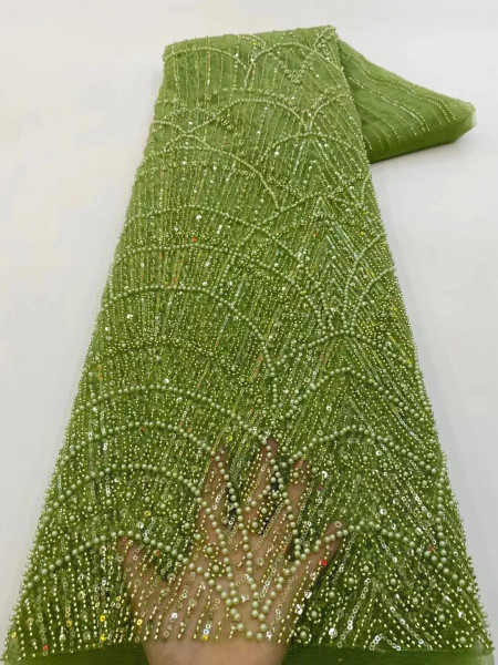 Color: Midnight Blue, Width: 120cm, Length: 5 yards - Wholesale African Sequins Lace Fabric  French F640-12000046941332452