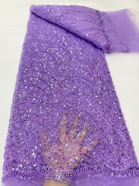 Color: SKY BLUE, Width: 120cm, Length: 5 yards - Luxury Sky Blue French Tulle Lace Fabric with Sequ F640-12000048767066878