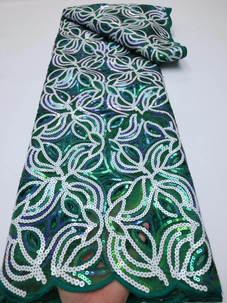 Color: WHITE, length: 5 yards, Width: 120cm - 2025 High grade African Organza Cutout Lace Clean Hol F640-12000044553742305