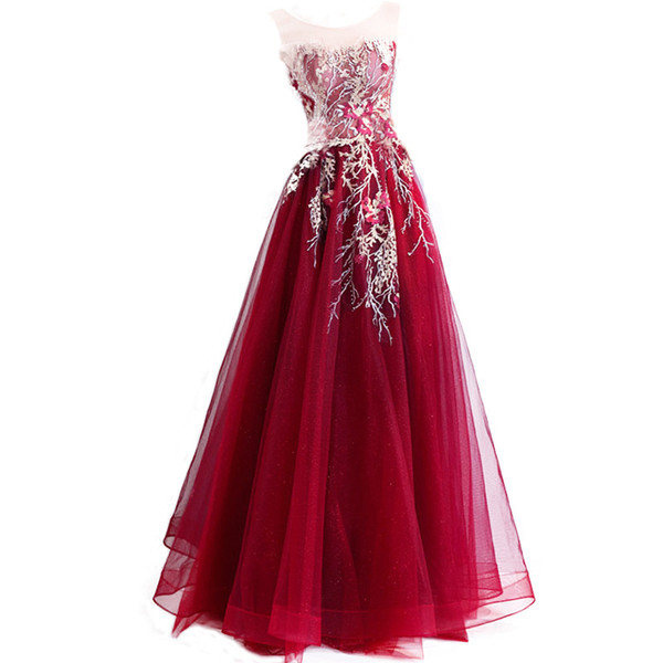 Color: Red, Size: XL - Noble And Elegant Wine Red Art Examination Temperament Dress Q119-CJLY169487104DW