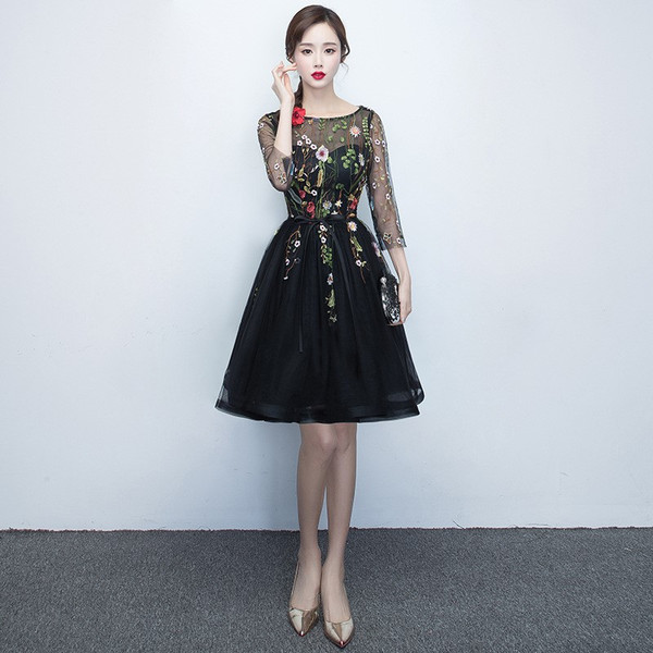 Color: Black Short Strap, Size: L - Korean Style Elegant Banquet Party Slimming Dress Women Q119-CJYD209192048VE