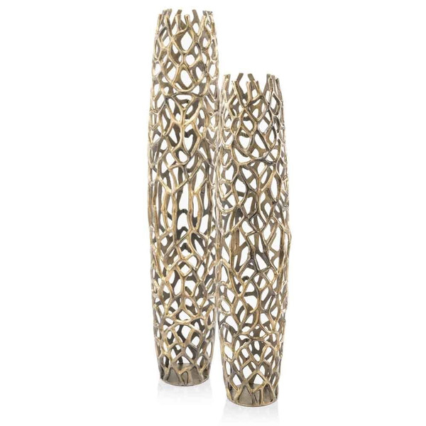 47" Aluminum Gold Twigs Cylinder Floor Vase N270-354653 47" Aluminum Gold Twigs Cylinder Floor Vase N270-354653