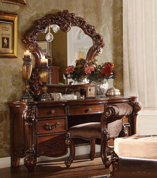 63" Brown Peninsula Vanity Desk With 7 Drawers N270-374210