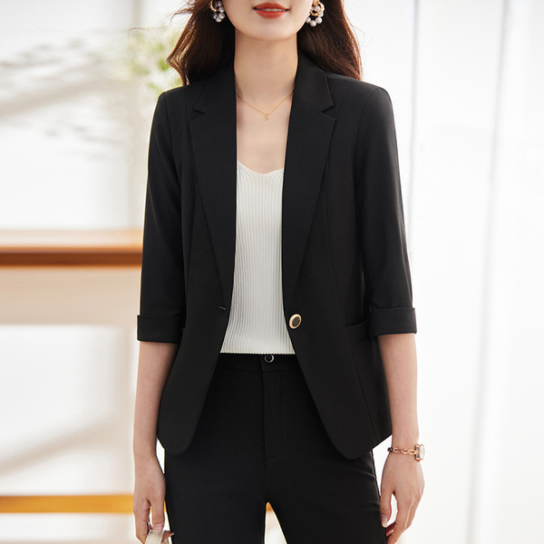 Color: Black Suit, size: S - Women's Slim-fit 34 Sleeve Professional Suit Q119-CJYD197494222VE