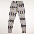 These are a size S No Boundaries pair of leggings with an argyle pattern.