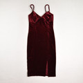 This is a burgundy velvet spaghetti strap dress, size S, by Forever 21.