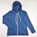 This is a blue Women's Eddie Bauer zip front hoodie, size M.