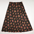 Women's Black Floral Long Skirt, Size 14/16