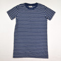 This t-shirt dress by Madewell is a size S, and is blue with white stripes.
