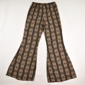 Women's Brown Print Silky Flare Pants, Size XS
