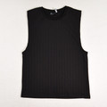 This black knit sleeveless shirt by Asos Design is a size M.