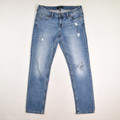 These distressed girlfriend jeans by Banana Republic are a size 0.