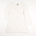 This white open weave sweater with long sleeves is by Chico, and is a size XSP.