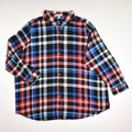 This flannel shirt by Woman Within is a red and blue plaid, size 22/24, 1X.