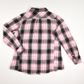 Women's Pink and Black Plaid Flannel Shirt, Size L