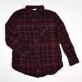 This is a burgundy plaid flannel shirt from Beachlunchlounge, Size M.