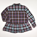 Women's Plaid Flannel Peplum Shirt, Size L