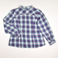 Women's Purple and Blue Plaid Flannel Shirt, Size L