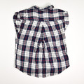 Women's Blue Plaid Sleeveless Flannel Shirt, Size XL