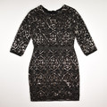 This is a black, lined dress with sequins, by Lulus, size M.