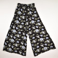 Women's Black Floral Beach Pants, Size S