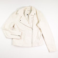 This Universal Thread Cream Color Side Zip Faux Leather Jacket is a Size S.
