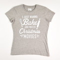 This women's grey t-shirt has Christmas Design, and is a size S.